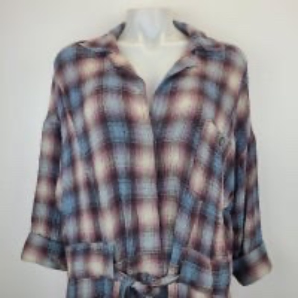 NWT Free People Before I Let Go Plaid Romper Moonstone Combo Blue Purple Boho Me - Picture 2 of 6